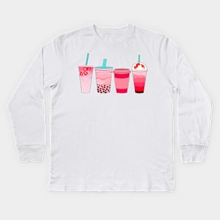 Pink Drinks Kids Long Sleeve T-Shirt